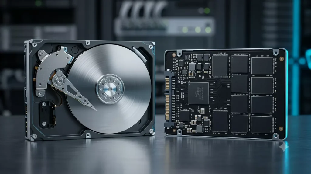 مقایسه ساختار داخلی هارد سرور HDD و SSD